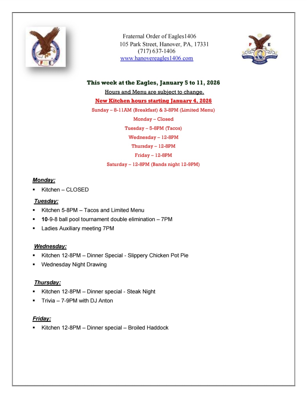 eagles newsletter 010626