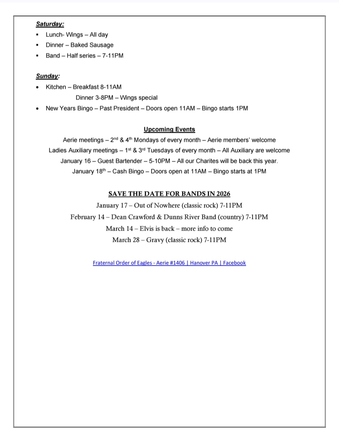 eagles newsletter 010626