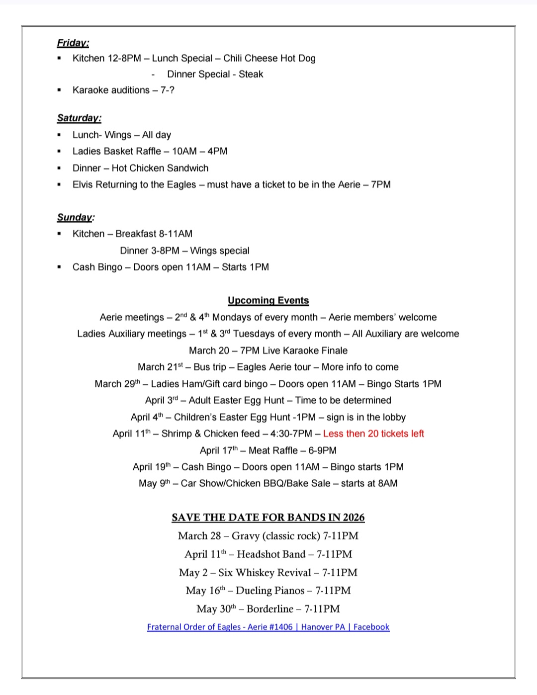 eagles newsletter 031126