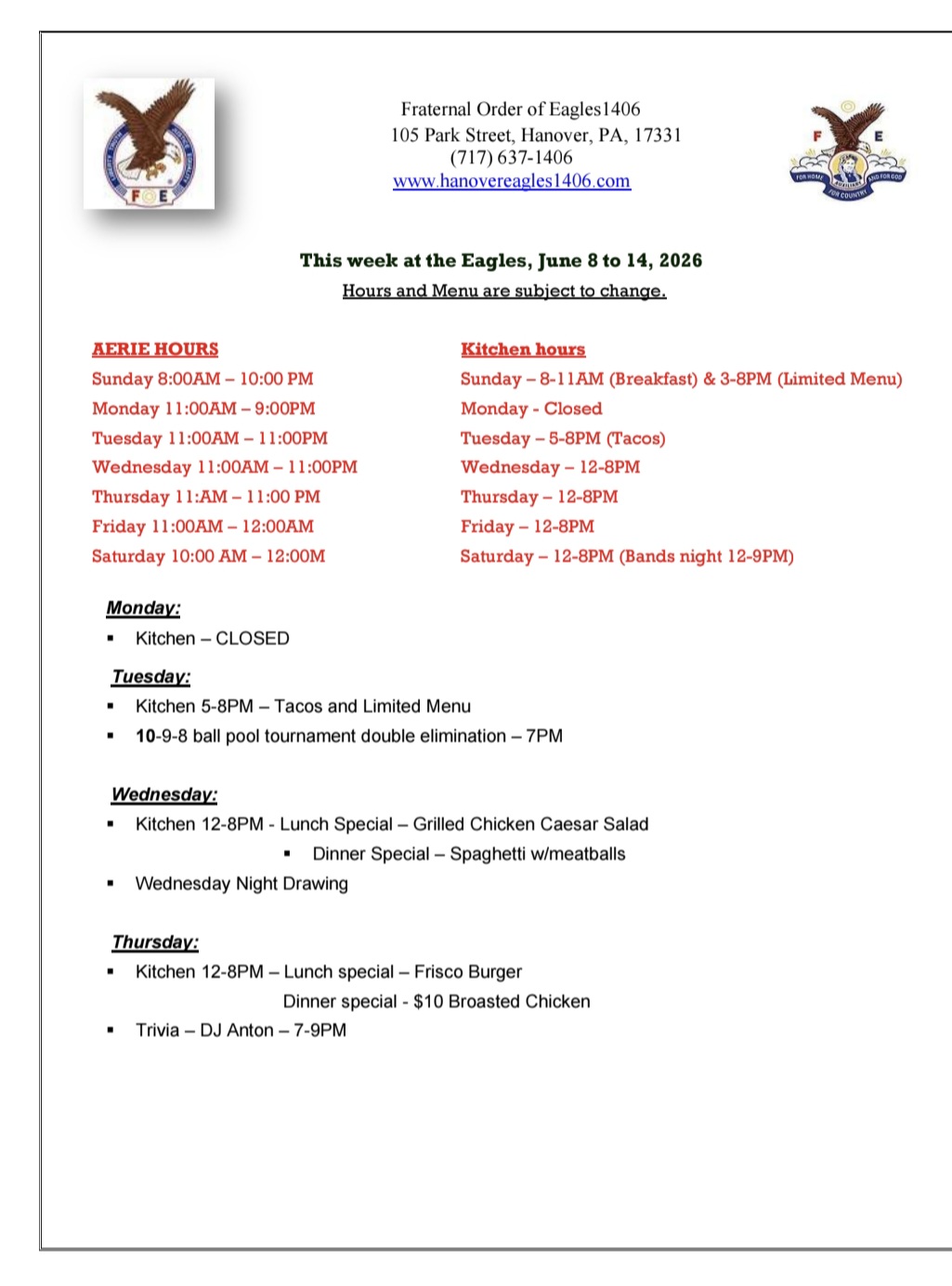 eagles newsletter 061026