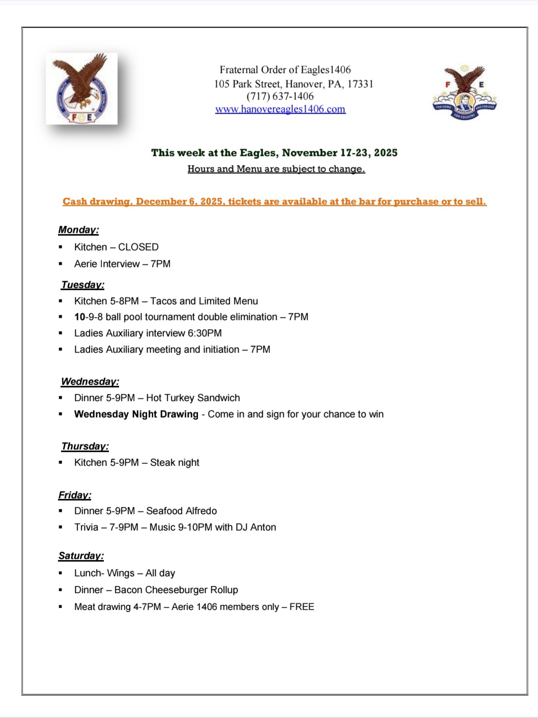 eagles newsletter 111925